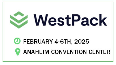 Logo for the WestPack trade show with the date February 4-6th, 2025 and location Anaheim Convention Center shown.